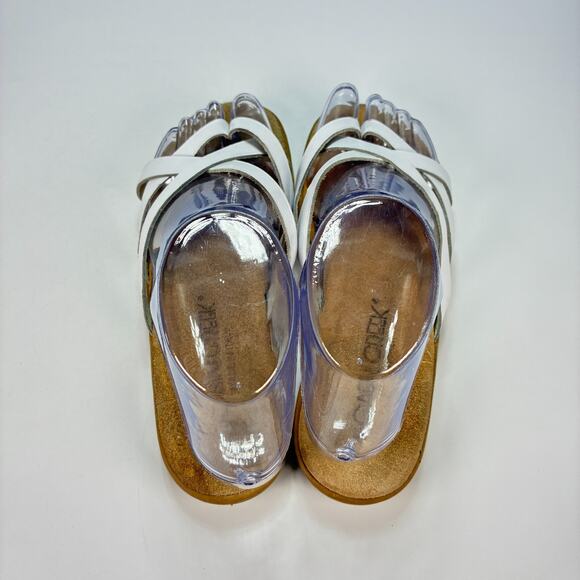 Cabin Creek White Brown Crisscross Strap Slides Sandals Casual Women’s Size 7M - Picture 6 of 9